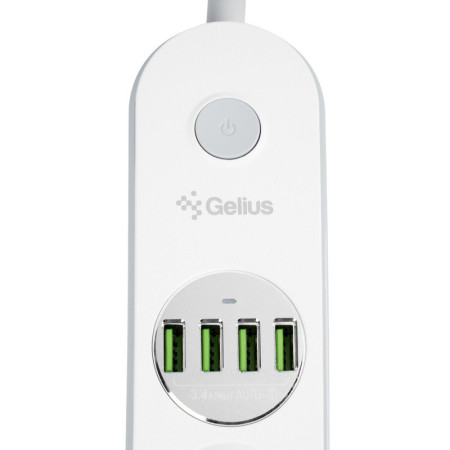 Сетевой фильтр Gelius Pro PowerStrip G-Power На 4 розетки и 4USB (2м) (GP-PS-001) (Белый / White)