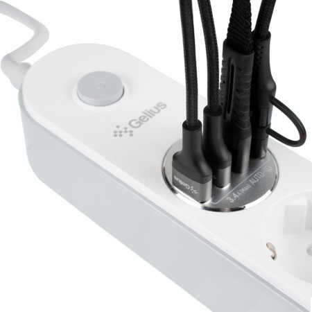 Сетевой фильтр Gelius Pro PowerStrip G-Power На 4 розетки и 4USB (2м) (GP-PS-001) (Белый / White)
