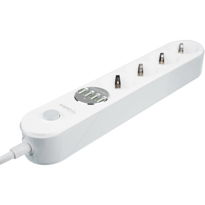 Мережевий фільтр Gelius Pro PowerStrip G-Power на 4 розетки и 4USB (2м) (GP-PS-001) (Білий / White)