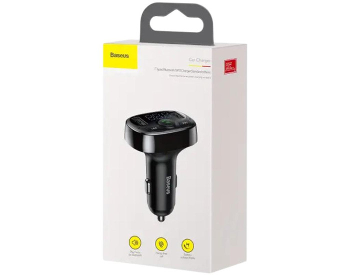 Автомобільний FM-Модулятор Baseus T-Typed (S-09A) Car Bluetooth MP3 Player (CCMT000001) Black