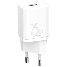 Мережеве зарядний пристрій Baseus Super Si 25W 1Type-C з кабелем Type-C toType-C (3A) 1m (Білий / White)
