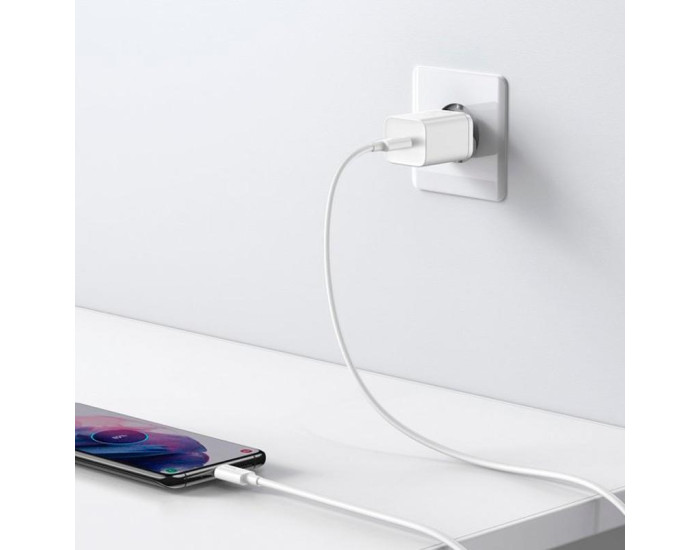 Мережеве зарядний пристрій Baseus Super Si 25W 1Type-C з кабелем Type-C toType-C (3A) 1m (Білий / White)