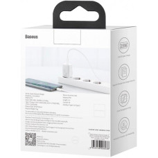 Мережеве зарядний пристрій Baseus Super Si 25W 1Type-C з кабелем Type-C toType-C (3A) 1m (Білий / White)