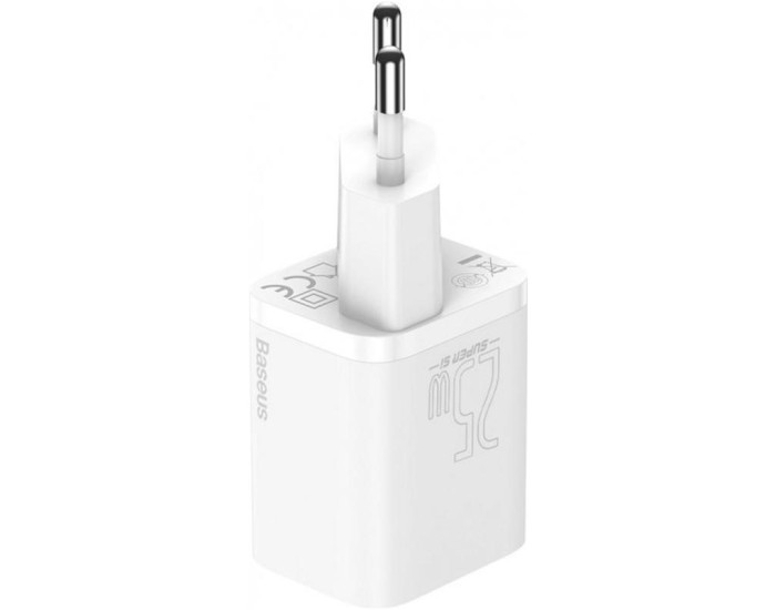 Мережеве зарядний пристрій Baseus Super Si 25W 1Type-C з кабелем Type-C toType-C (3A) 1m (Білий / White)
