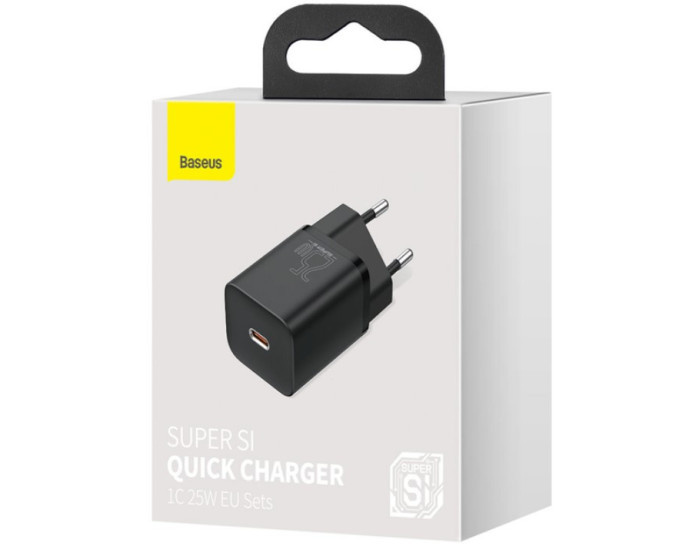 Мережеве зарядний пристрій Baseus GaN5 Fast Charger (mini) 1C 25W (P10110909113-00) чорний