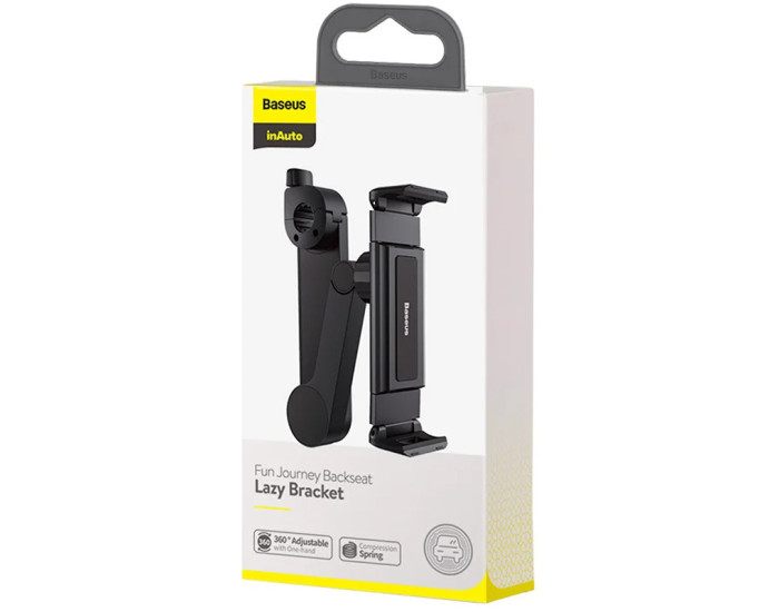Автодержатель на подголовник для телефона Baseus Fun Journey Backseat Lazy Bracket (SULR-A01) Black