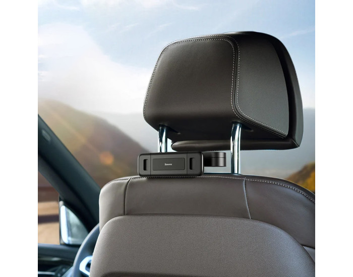 Автодержатель на подголовник для телефона Baseus Fun Journey Backseat Lazy Bracket (SULR-A01) Black