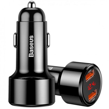 Автомобильное зарядное устройство Baseus 2USB with Display (6A) (CCMLC20A-01) Black (Класс B)