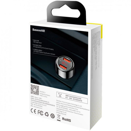 Автомобильное зарядное устройство Baseus 2USB with Display (6A) (CCMLC20A-01) Black (Класс B)