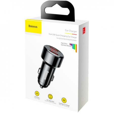 Автомобильное зарядное устройство Baseus 2USB with Display (6A) (CCMLC20A-01) Black (Класс B)