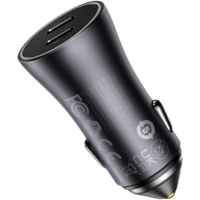 Автомобильное зарядное устройство Baseus Golden Contactor Pro 2Type-C 40W (CGJP000013), Dark Gray (Класс А)