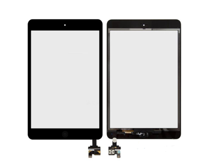 Сенсор iPad Mini, iPad Mini 2, (A1453/A1454/A1455/A1489/A1490) c микросхемой, с кнопкой меню, черный