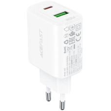 Сетевое зарядное устройство Acefast A25 PD20W (USB-C+USB-A) Dual Port White