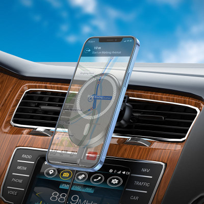 Автотримач з безпровідний зарядкою Borofone BH201 (Чорний / Black)