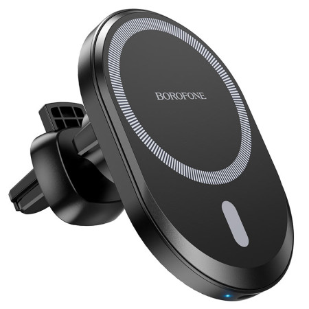 Автодержатель с безпроводной зарядкой Borofone BH201 (Черный / Black) (Класс А)