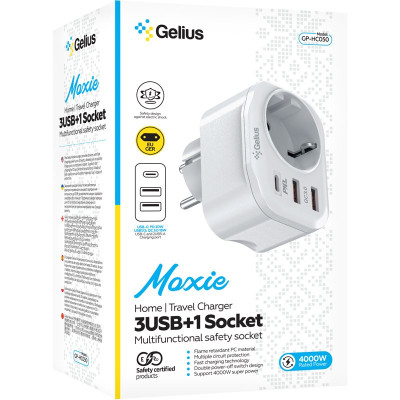 Мережеве зарядний пристрій Gelius Moxie (GP-HC050 2USB) (QC3.0) + Type-C (PD20W) (Білий)