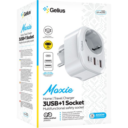 Сетевое зарядное устройство Gelius Moxie (GP-HC050 2USB) (QC3.0) + Type-C (PD20W) (Белый)