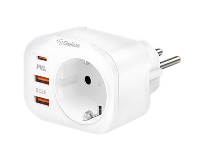 Мережеве зарядний пристрій Gelius Moxie (GP-HC050 2USB) (QC3.0) + Type-C (PD20W) (Білий)
