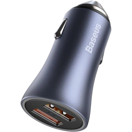 Автомобильное зарядное устройство Baseus 2USB Golden Contactor Pro 40W (TZCCJD-A0G) Dark Grey + Cable USB to Type-C 1m