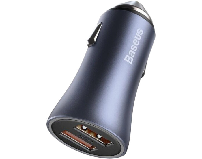 Автомобільне зарядний пристрій Baseus 2USB Golden Contactor Pro 40W (TZCCJD-A0G) Dark Grey + Cable USB to Type-C 1m