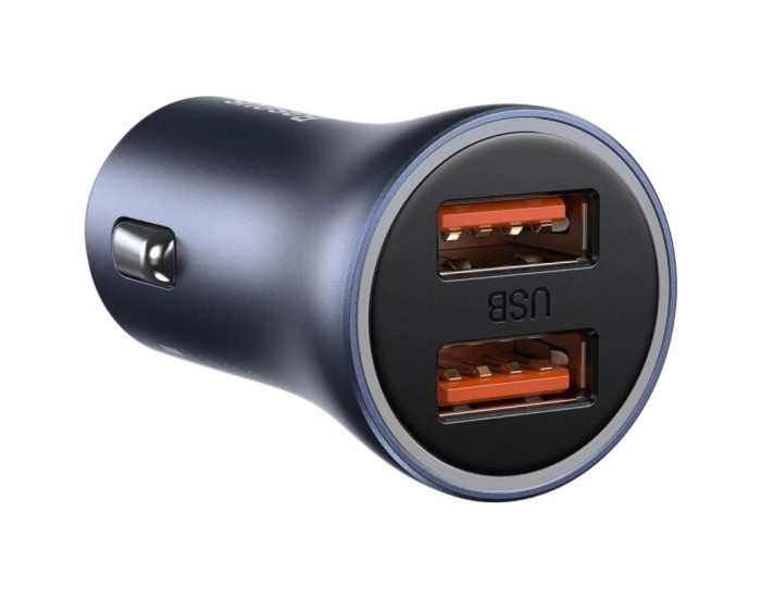 Автомобільне зарядний пристрій Baseus 2USB Golden Contactor Pro 40W (TZCCJD-A0G) Dark Grey + Cable USB to Type-C 1m