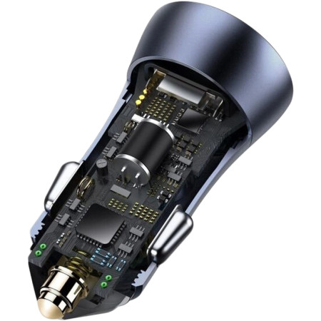 Автомобильное зарядное устройство Baseus 2USB Golden Contactor Pro 40W (TZCCJD-A0G) Dark Grey + Cable USB to Type-C 1m
