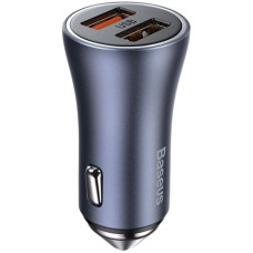 Автомобильное зарядное устройство Baseus 2USB Golden Contactor Pro 40W (TZCCJD-A0G) Dark Grey + Cable USB to Type-C 1m