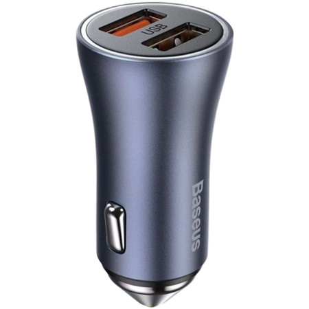 Автомобильное зарядное устройство Baseus 2USB Golden Contactor Pro 40W (TZCCJD-A0G) Dark Grey + Cable USB to Type-C 1m