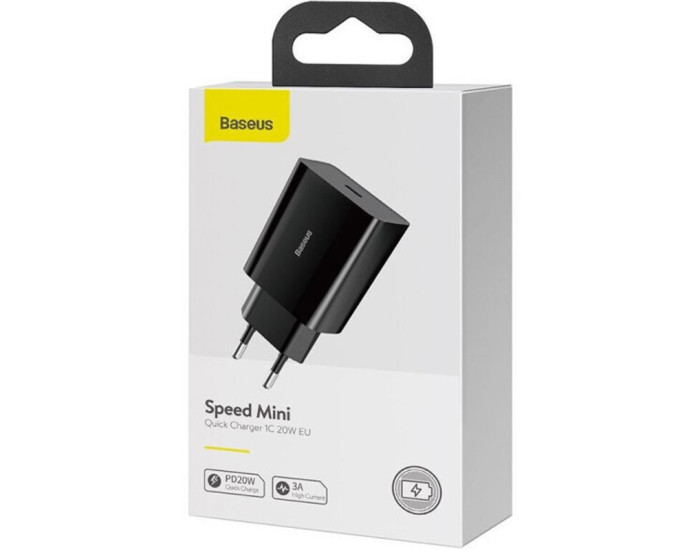 Мережеве зарядний пристрій Baseus Speed Mini Quick Charger 1C 20W EU (CCFS-SN01)(Черный  Black)