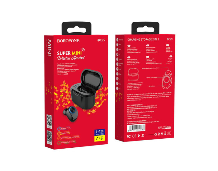 Беспроводная Bluetooth гарнитура Borofone BC29 Lambent MINI Black