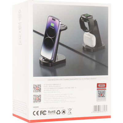 Беспроводная зарядка XO WX035 3in1 (iPhone/AirPods Lightning, Whireless Watch Charger) Black