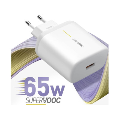 Мережеве зарядний пристрій Oppo (VCA7GACH) 65W з кабелем Type-C (2A) White