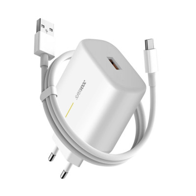 Мережеве зарядний пристрій Oppo (VCA7GACH) 65W з кабелем Type-C (2A) White