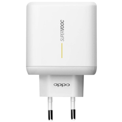Мережеве зарядний пристрій Oppo (VCA7GACH) 65W з кабелем Type-C (2A) White