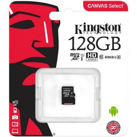 Карта памяти Kingston MicroSD 128GB Canvas Select Plus A1 (UHS-1) + Adapter SD
