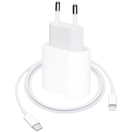 Сетевое зарядное устройство Original Quality iPhone14Pro Max 20W с кабелем Type-C to Lightning (MHJ83ZMA/A) (box) White