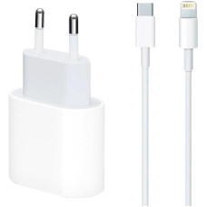 Сетевое зарядное устройство Original Quality Type-C 20W с кабелем Type-C to Lightning (MHJE3ZM/A) (box) (Белый / White) (Класс B)