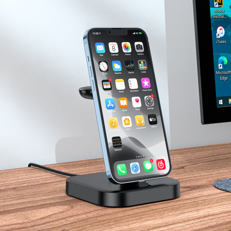 Беспроводное зарядка Hoco CW43 Graceful 3-in-1 (MagSafe/AppleWatch) charger (Черный/Black)