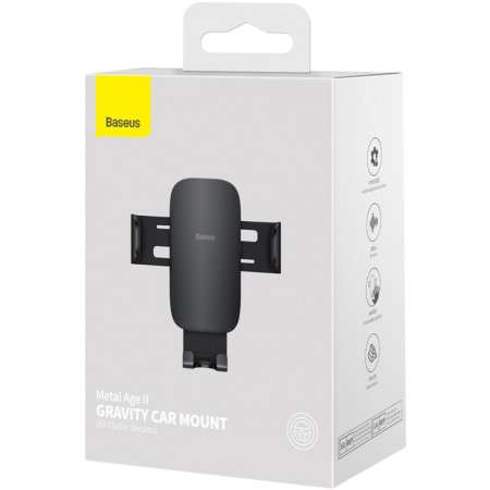 Автодержатель в дефлектор Baseus Metal Age Ⅱ (Round Air Vent Version)(SUJS000001) Black (Класс B)