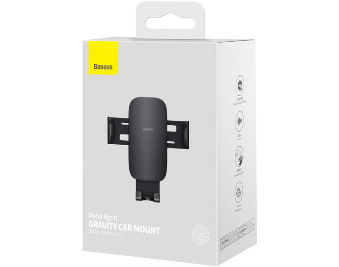 Автотримач в дефлектор Baseus Metal Age Ⅱ (Round Air Vent Version)(SUJS000001) Black