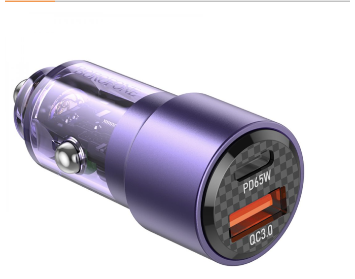 Автомобільне зарядний пристрій Borofone (BZ20A) Smart 83W dual port (PD65W+QC18W) фіолетовий