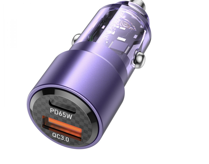 Автомобільне зарядний пристрій Borofone (BZ20A) Smart 83W dual port (PD65W+QC18W) фіолетовий