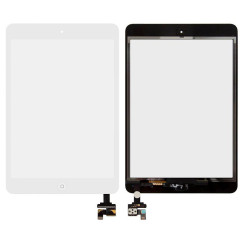 Сенсор iPad Mini, iPad Mini 2, (A1453/A1454/A1455/A1489/A1490), c микросхемой, с кнопкой меню, белый