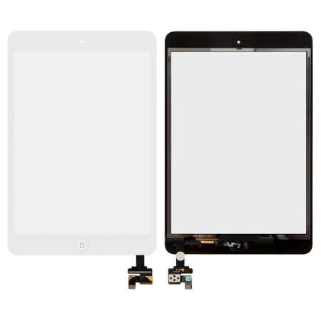 Сенсор iPad Mini, iPad Mini 2, (A1453/A1454/A1455/A1489/A1490), c микросхемой, с кнопкой меню, белый