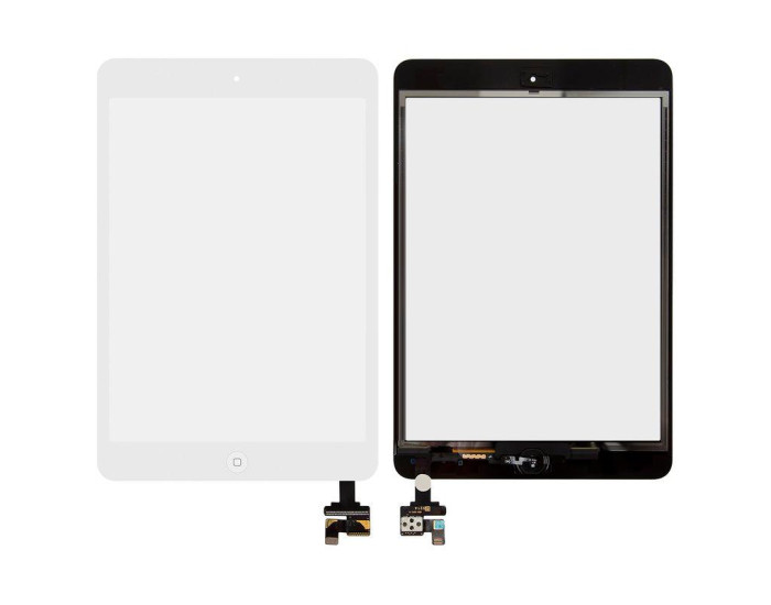 Сенсор iPad Mini, iPad Mini 2, (A1453/A1454/A1455/A1489/A1490), c микросхемой, с кнопкой меню, белый