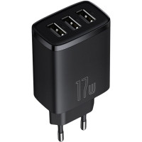 Мережеве зарядний пристрій 3USB Baseus Compact Charger 17W (CCXJ020101) (Black/ Чорний)