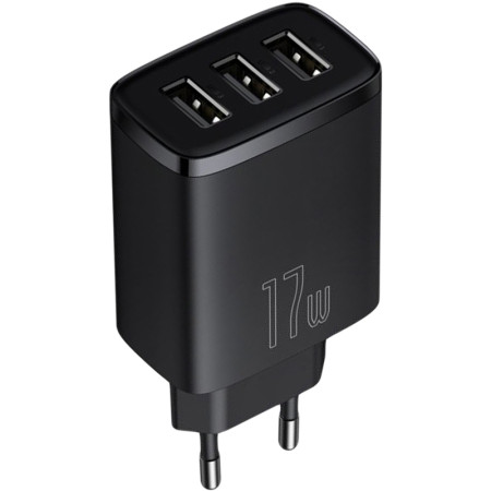 Сетевое зарядное устройство 3USB Baseus Compact Charger 17W (CCXJ020101) (Black/ Черный)