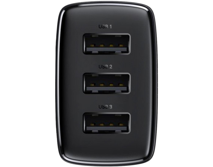 Мережеве зарядний пристрій 3USB Baseus Compact Charger 17W (CCXJ020101) (Black/ Чорний)