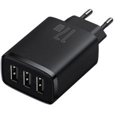 Мережеве зарядний пристрій 3USB Baseus Compact Charger 17W (CCXJ020101) (Black/ Чорний)
