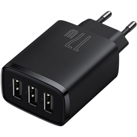Сетевое зарядное устройство 3USB Baseus Compact Charger 17W (CCXJ020101) (Black/ Черный)